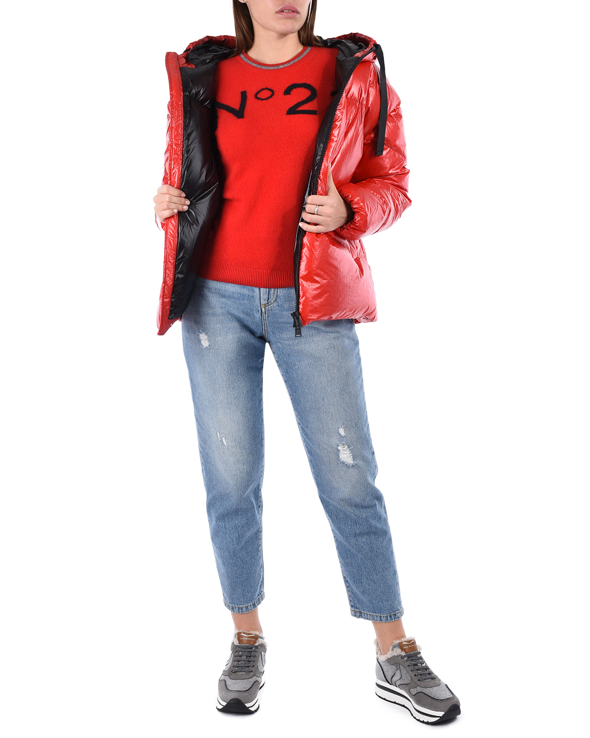 Красный джемпер из шерсти с логотипом No. 21 - фото 2