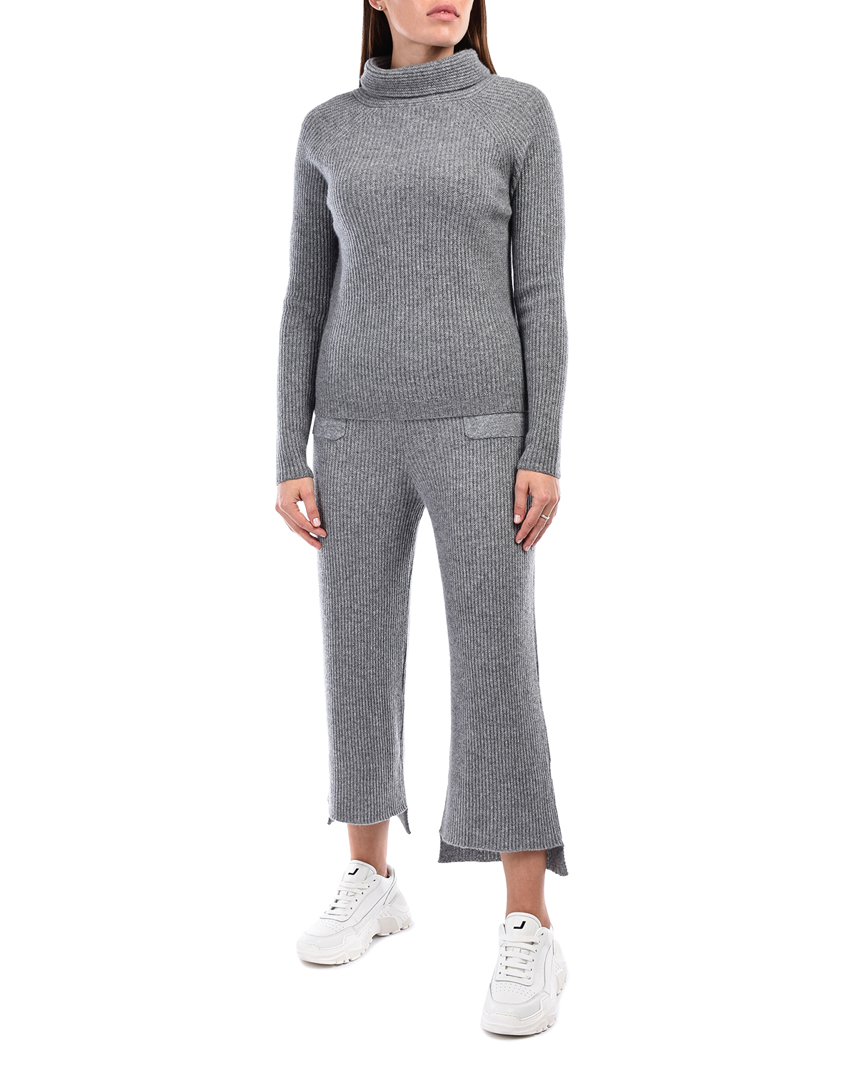 Укороченные кашемировые брюки Allude, размер 38, цвет серый - фото 3