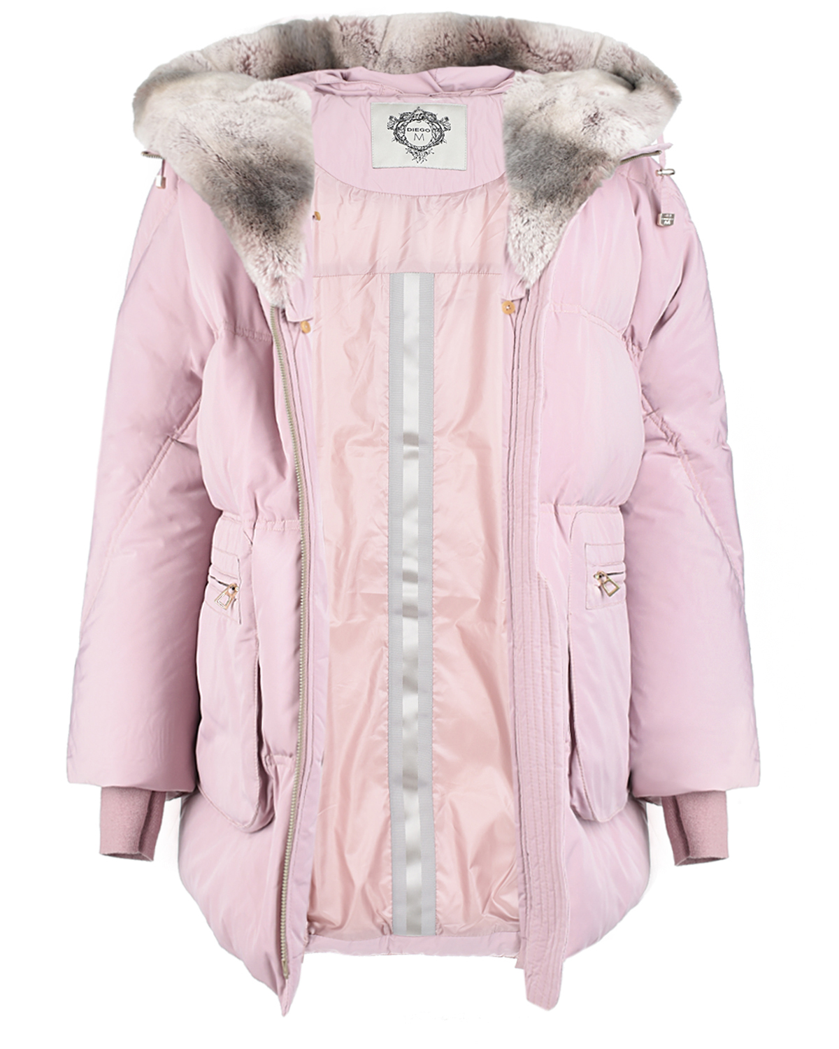 Розовая куртка с меховой отделкой Diego M, размер 44, цвет нет цвета - фото 2