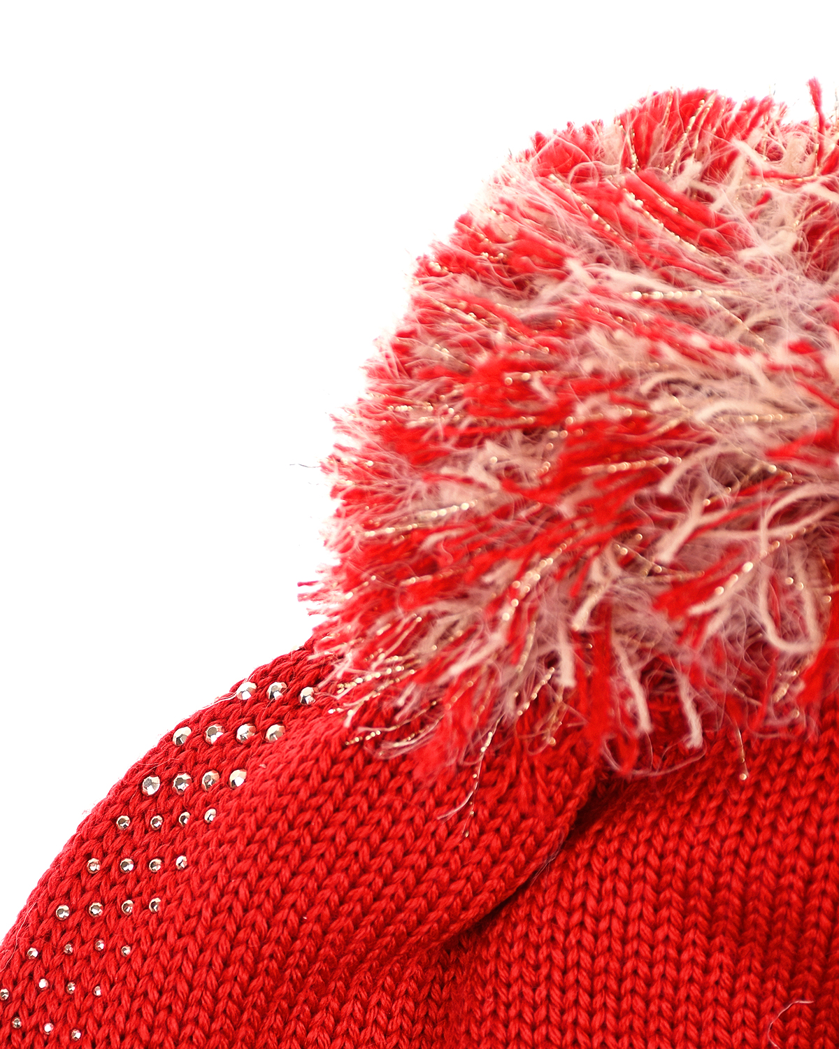 Красная шапка с помпоном и стразами Il Trenino детская, размер 51, цвет красный - фото 4