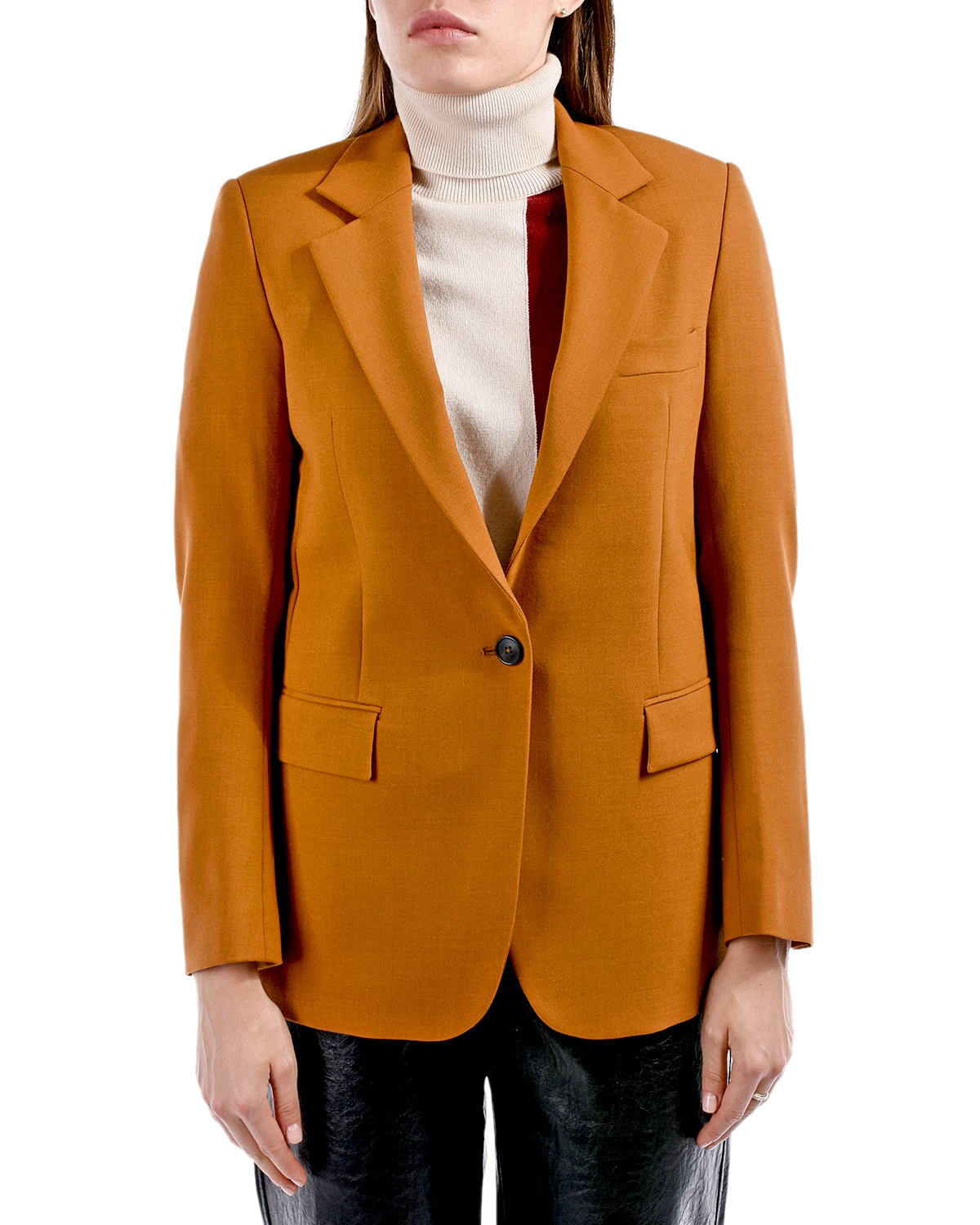 Однобортный пиджак прямого кроя MRZ, размер 40, цвет оранжевый - фото 8