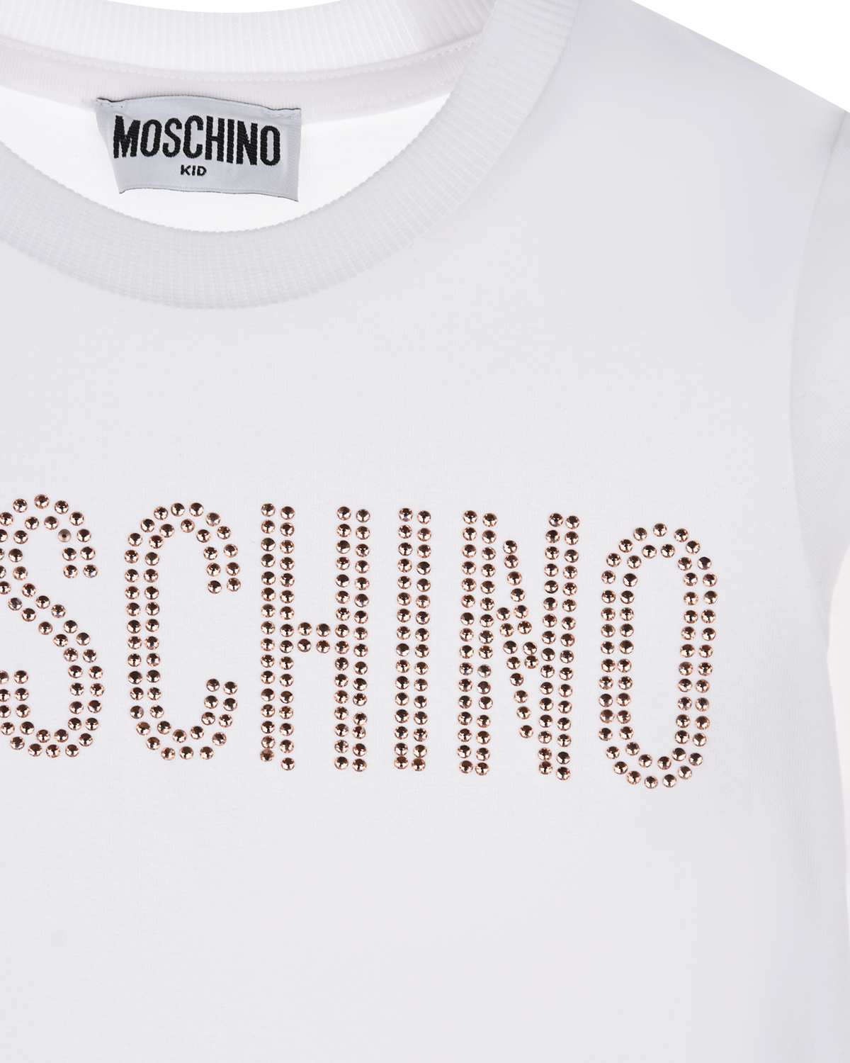 Белая толстовка с логотипом и стразами Moschino детская - фото 3