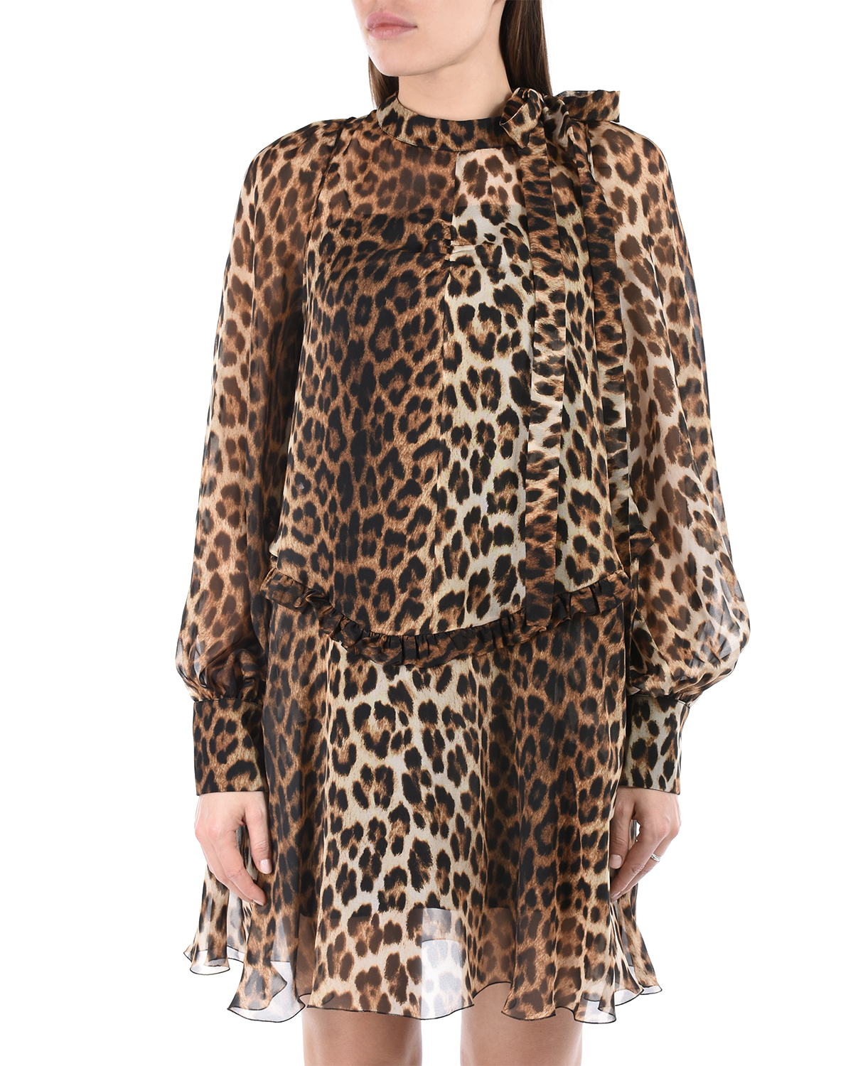 Шелковое платье с леопардовым принтом No. 21 - фото 7