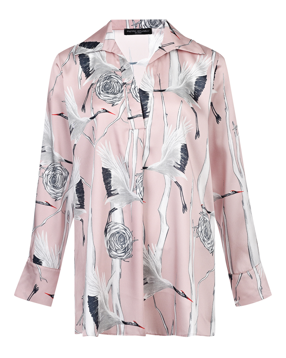 Блуза с принтом "аисты" Pietro Brunelli, размер 42, цвет розовый