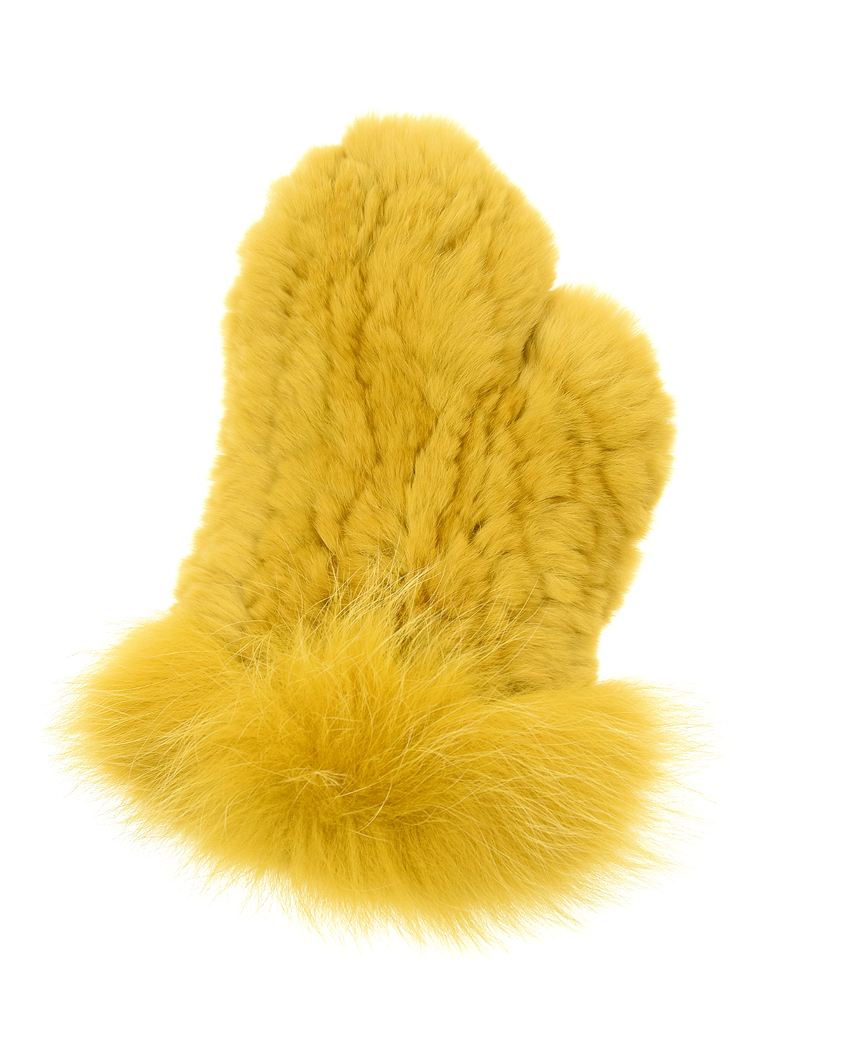 

Желтые вязаные варежки из меха Yves Salomon, Желтый, Желтые вязаные варежки из меха Yves Salomon