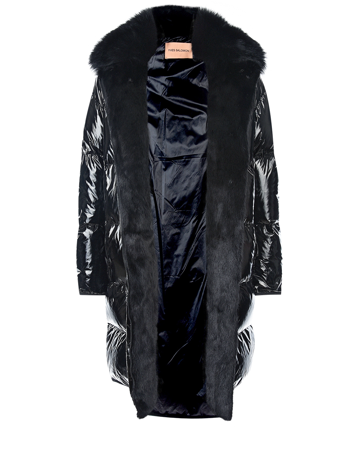 Пальто-пуховик с отделкой из меха норки Yves Salomon, размер 38, цвет черный - фото 3
