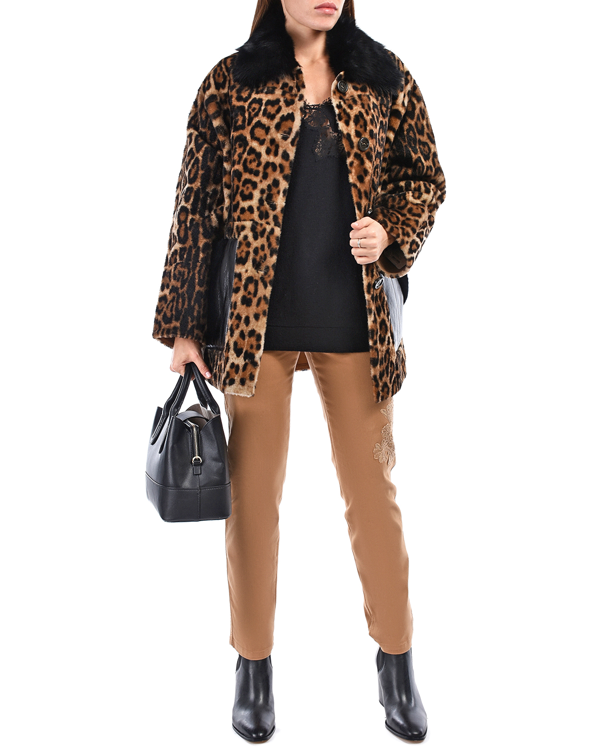 Укороченное пальто с контрастными карманами Yves Salomon, размер 36, цвет мультиколор - фото 2