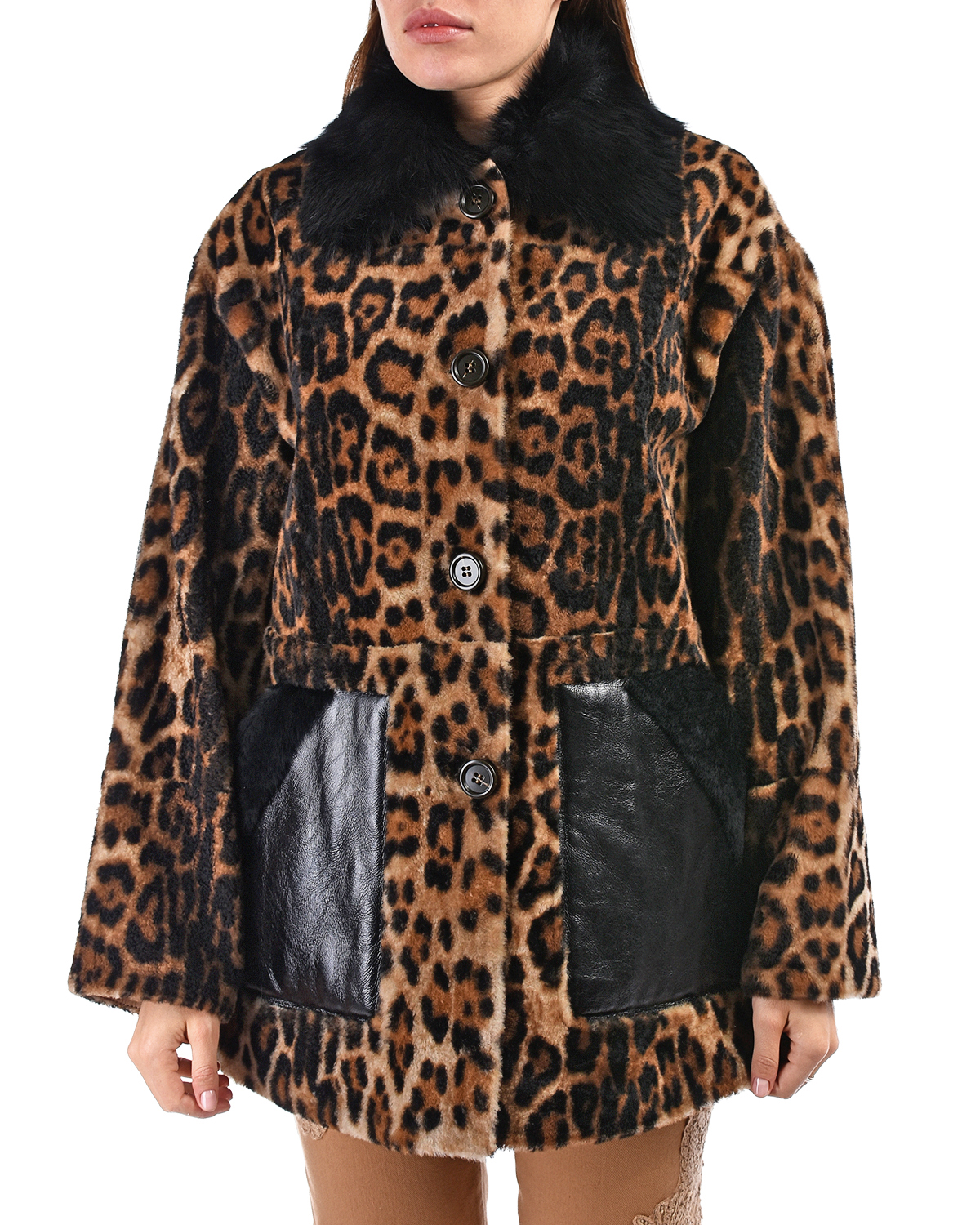 Укороченное пальто с контрастными карманами Yves Salomon, размер 36, цвет мультиколор - фото 7