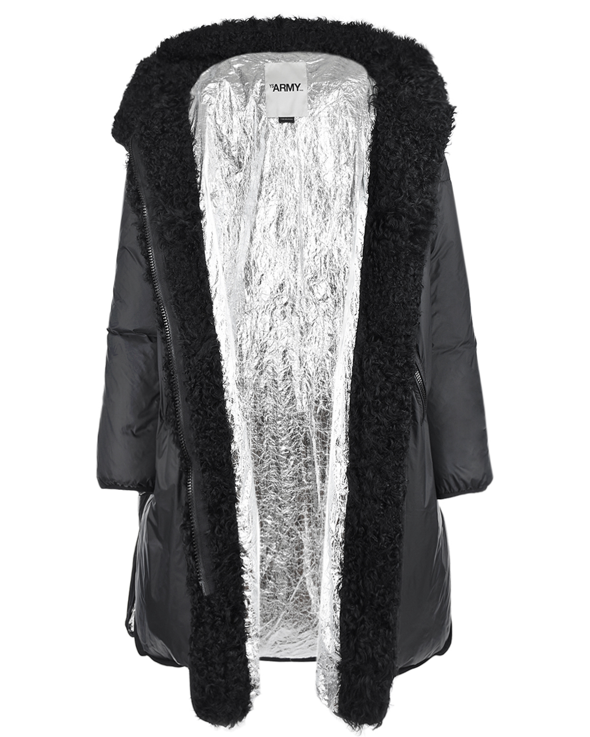 Черное пальто с отделкой из овчины Yves Salomon, размер 36, цвет черный - фото 2