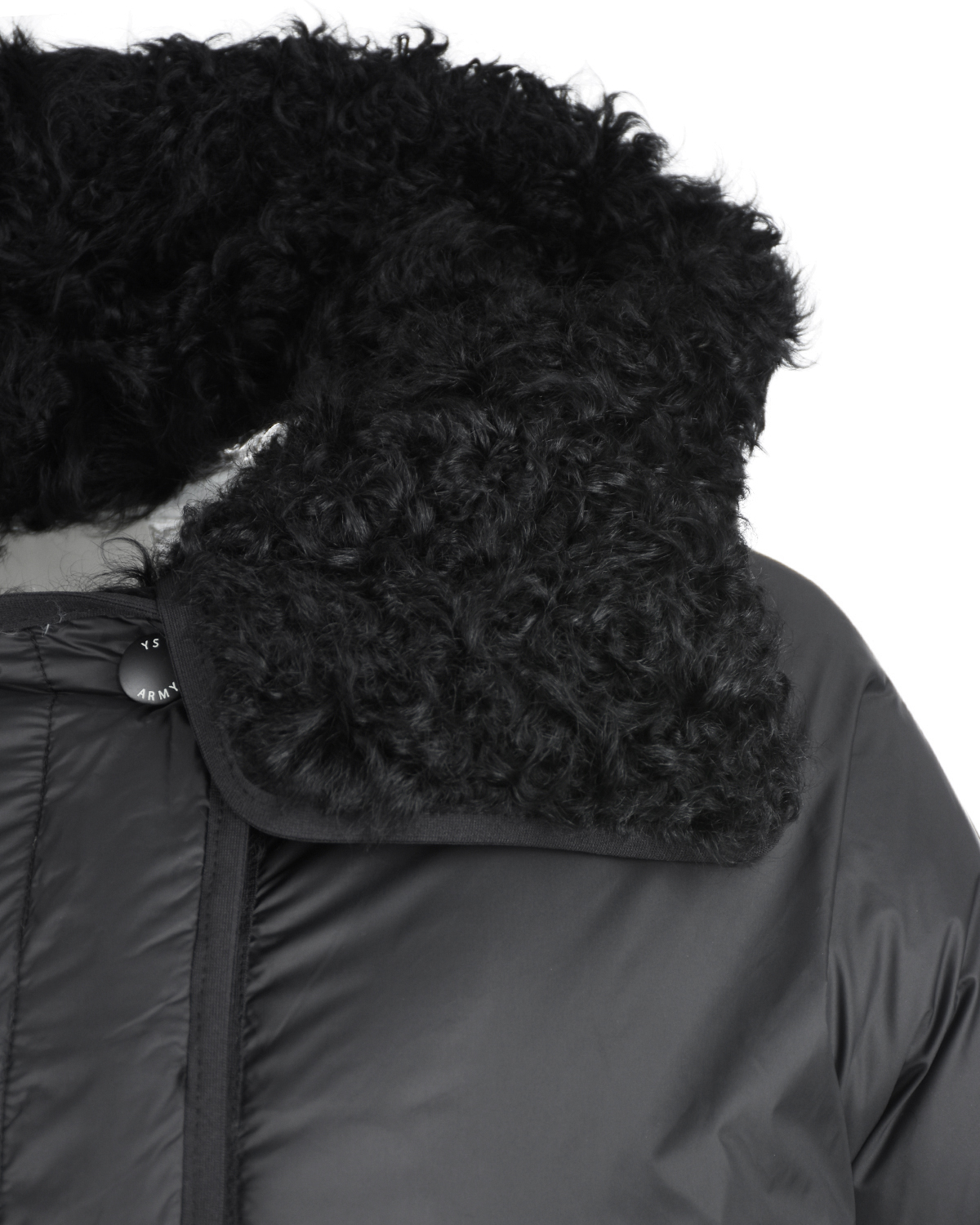 Черное пальто с отделкой из овчины Yves Salomon, размер 36, цвет черный - фото 4