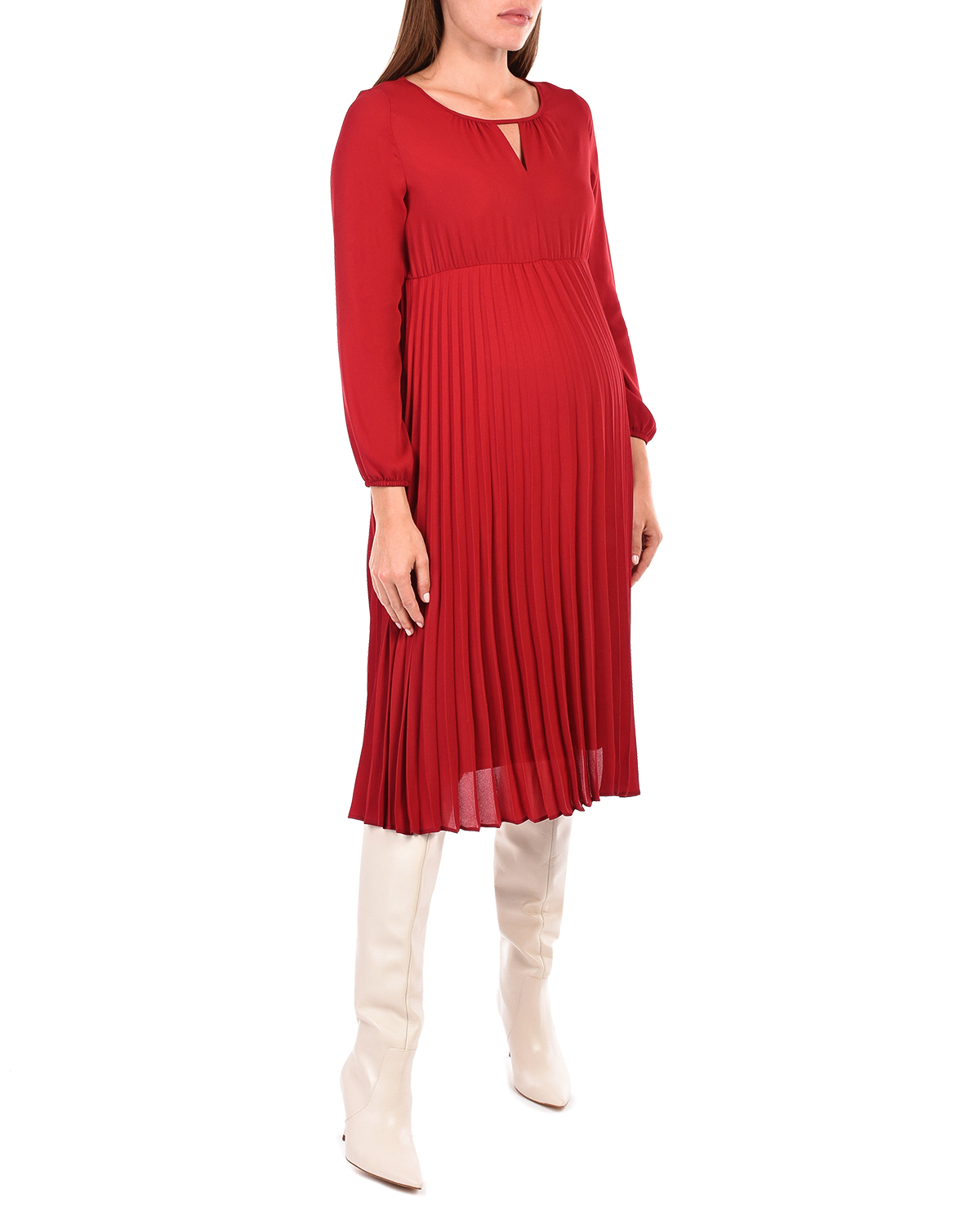 Красное платье для беременных с поясом Attesa - фото 2
