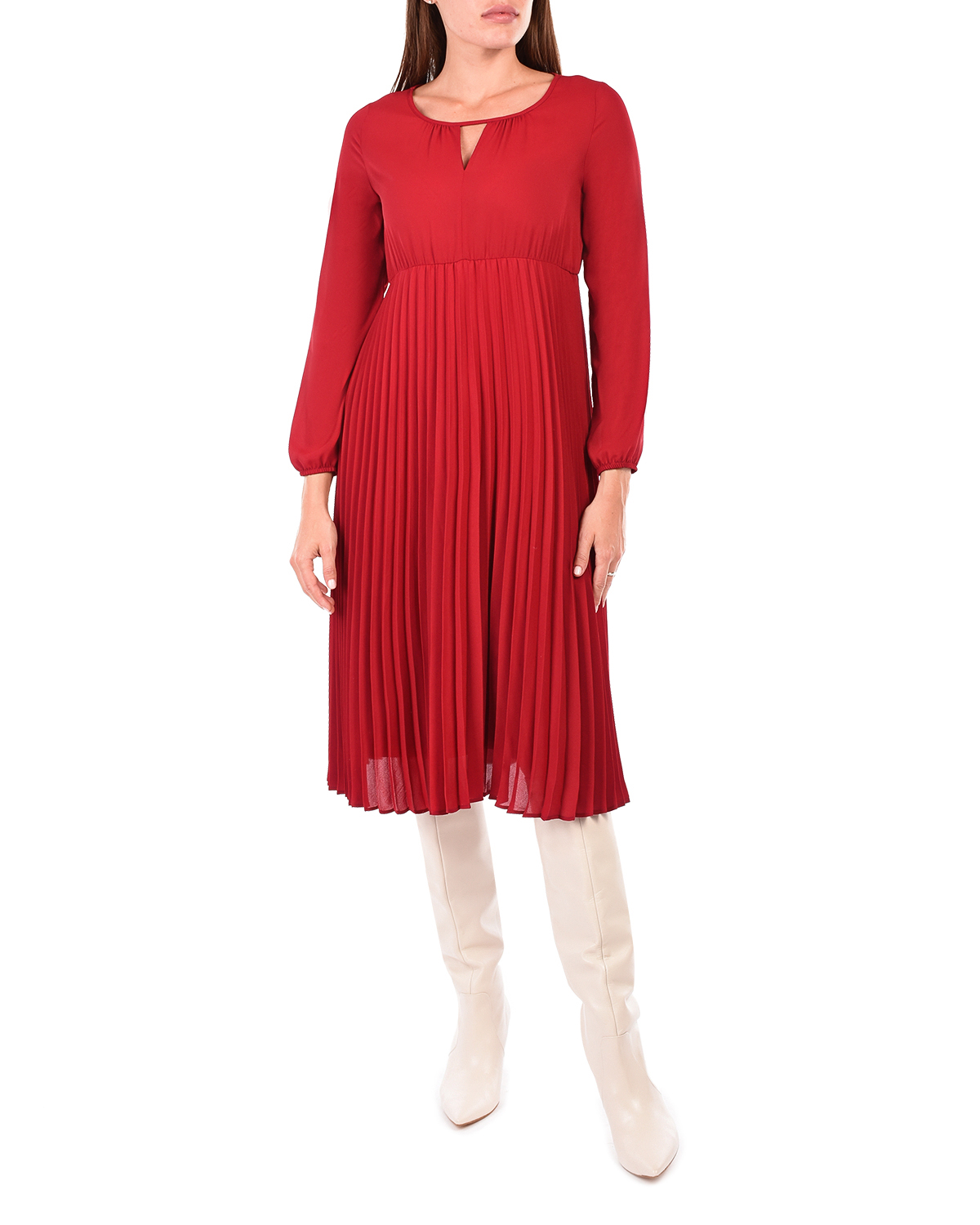 Красное платье для беременных с поясом Attesa - фото 4