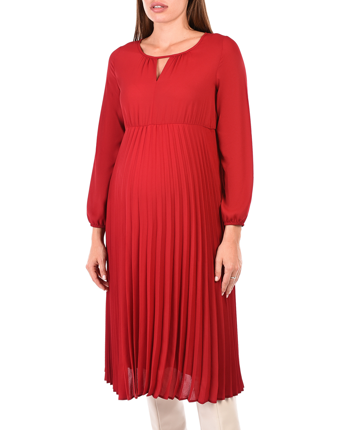 Красное платье для беременных с поясом Attesa - фото 7