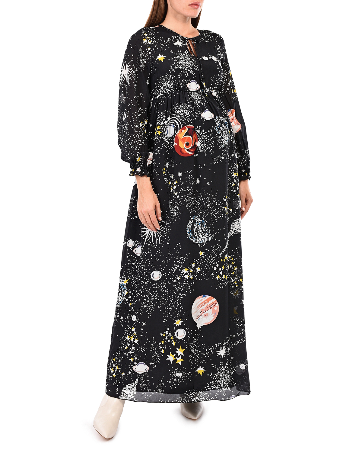 Шелковое платье для беременных с принтом Космос Dan Maralex - фото 2