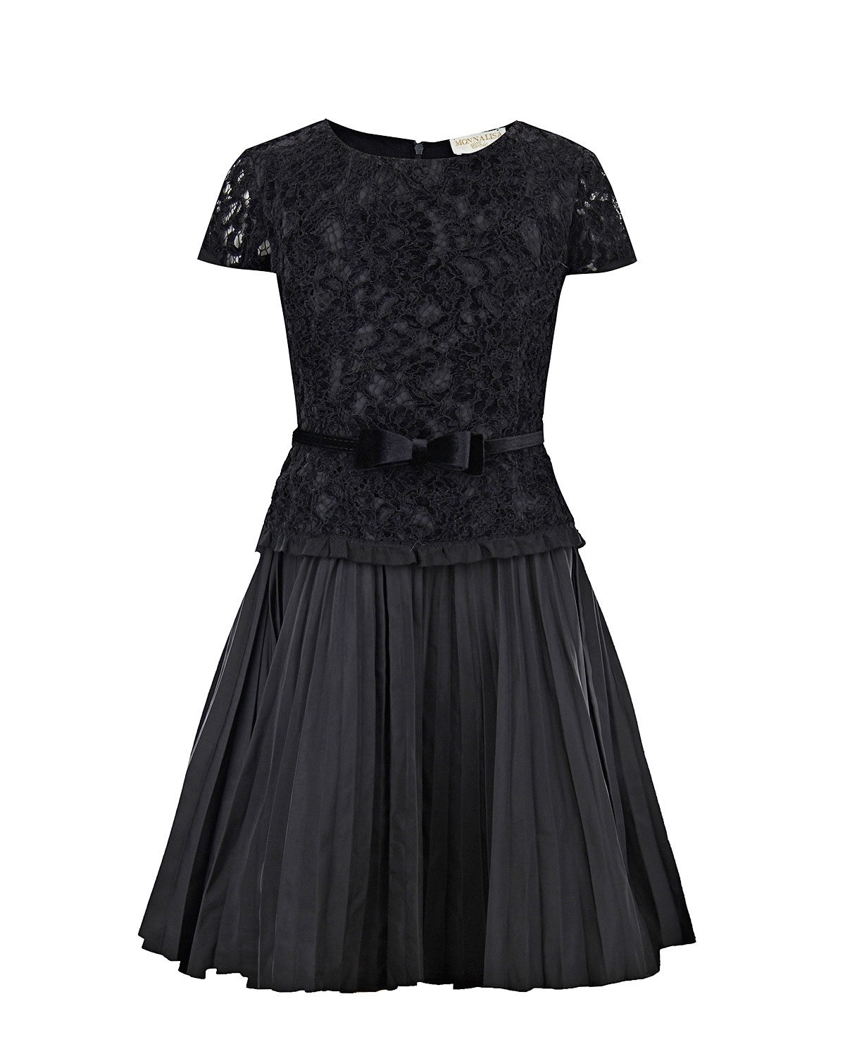 Черное платье с кружевной отделкой Monnalisa детское - фото 1