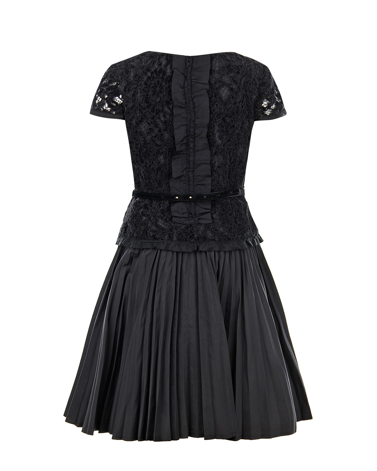 Черное платье с кружевной отделкой Monnalisa детское - фото 2