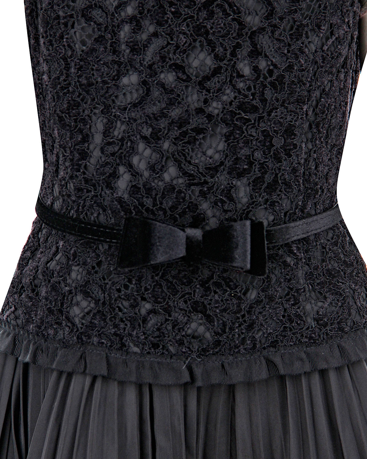 Черное платье с кружевной отделкой Monnalisa детское - фото 3