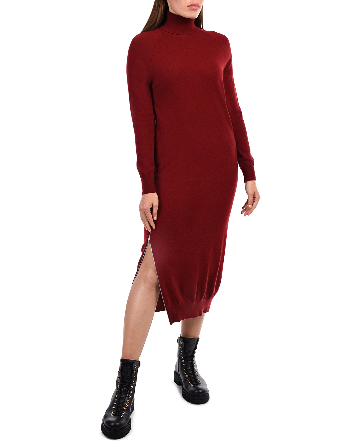 Бордовое платье-водолазка из шерсти и кашемира MRZ - фото 2