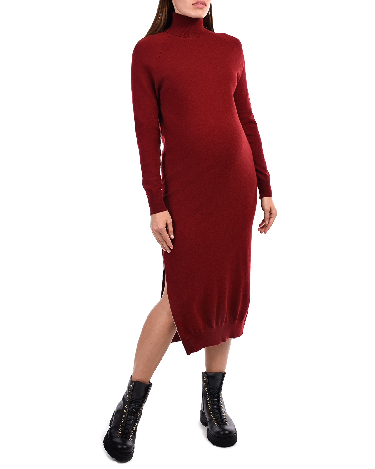 Бордовое платье-водолазка из шерсти и кашемира MRZ - фото 4