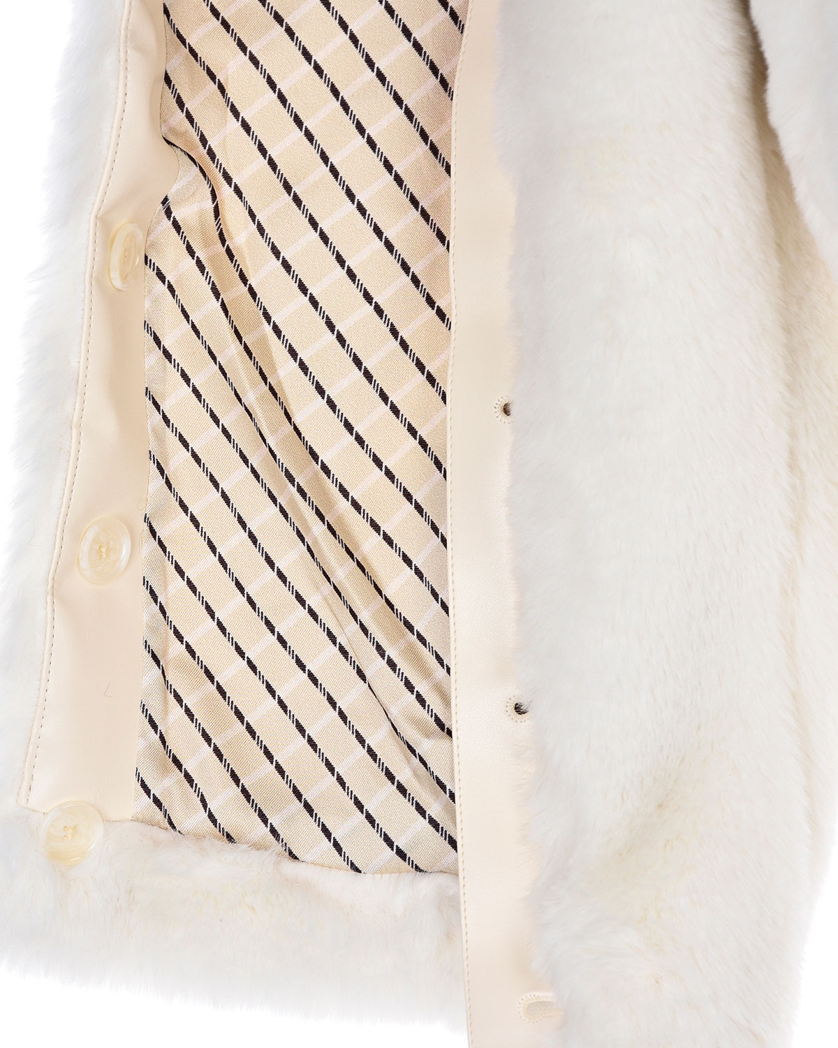 Меховое пальто с пуговицей из натурального камня Each Other, размер 40, цвет белый - фото 11