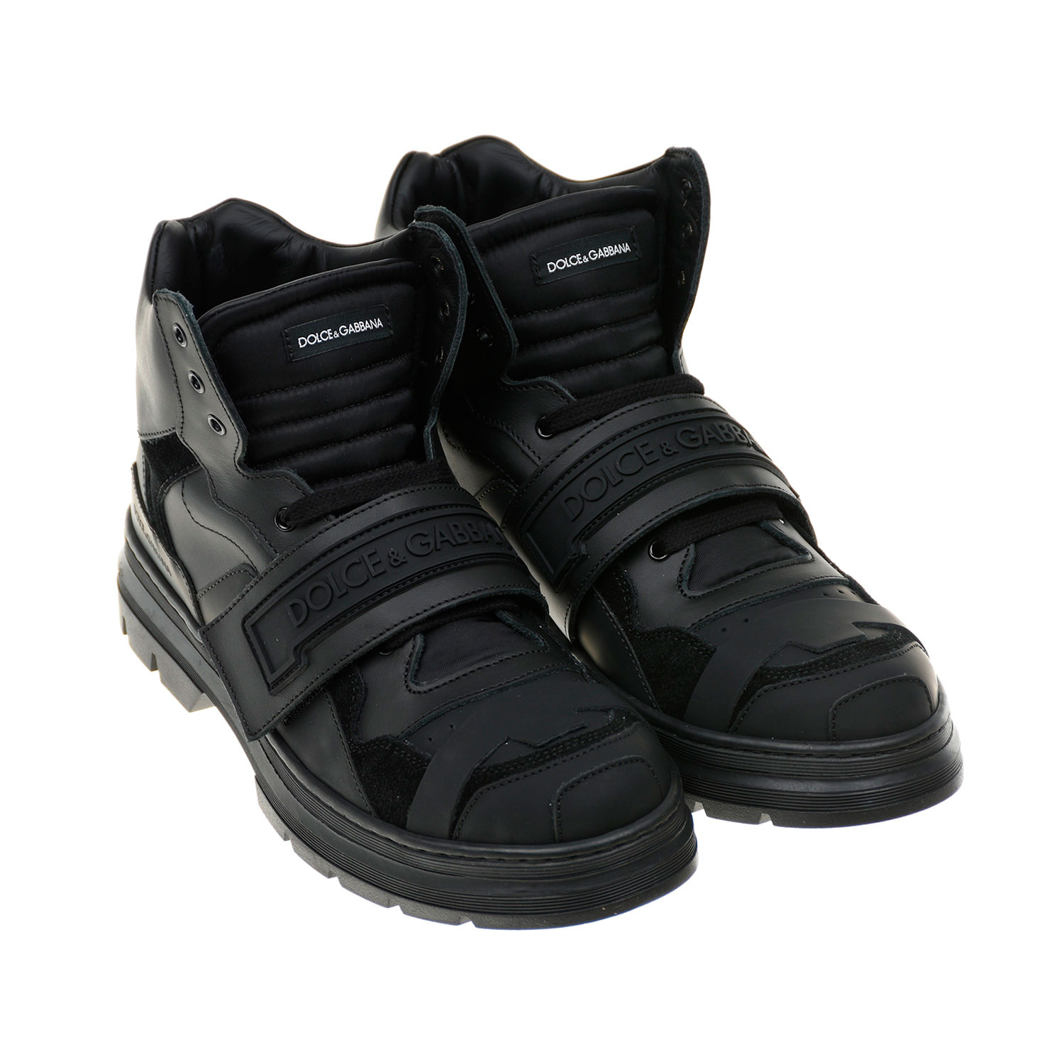 Черные ботинки из матовой кожи на липучке Dolce&Gabbana детские