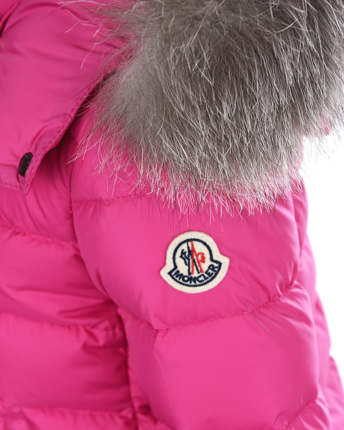 Розовое пуховое пальто приталенного кроя Moncler детское, размер 128, цвет розовый - фото 3