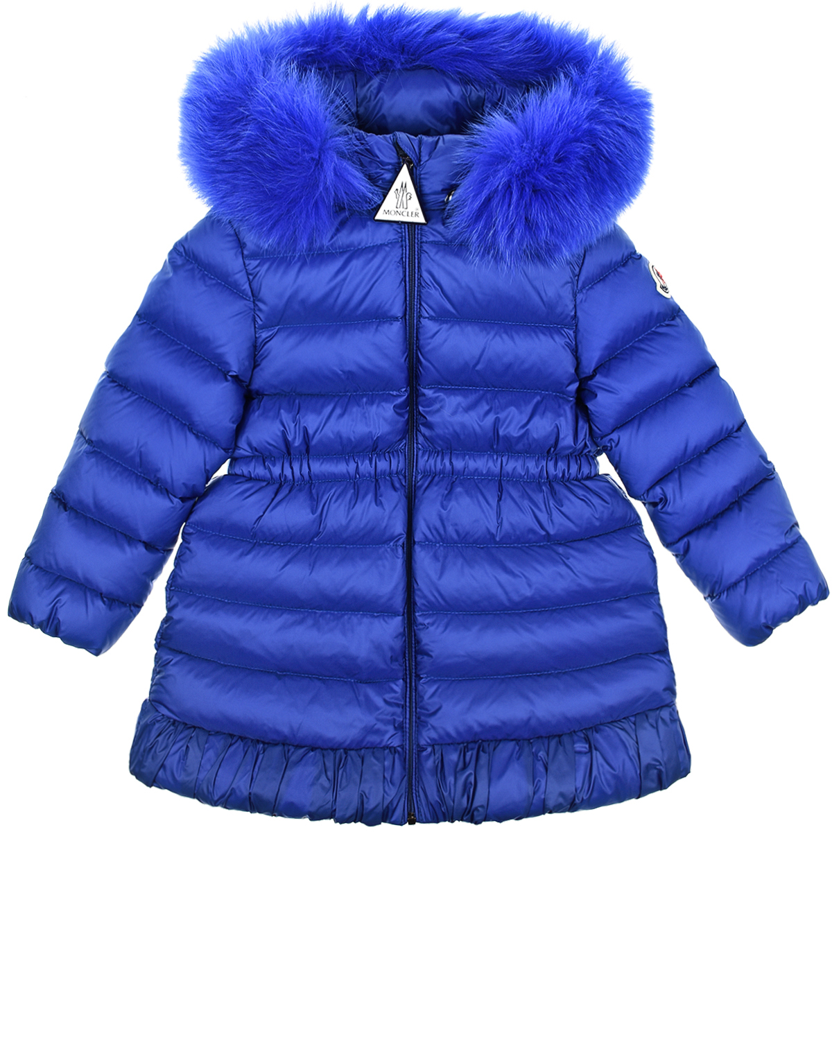 Синее пальто с опушкой в тон Moncler детское - фото 1