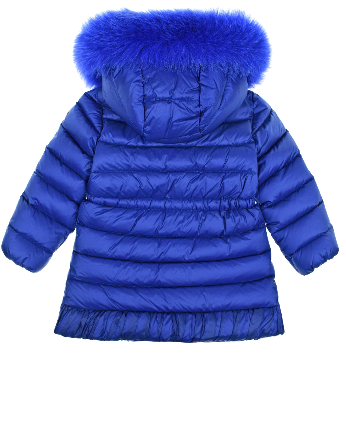 Синее пальто с опушкой в тон Moncler детское - фото 2