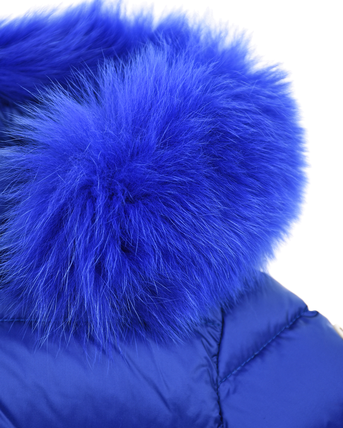 Синее пальто с опушкой в тон Moncler детское - фото 4