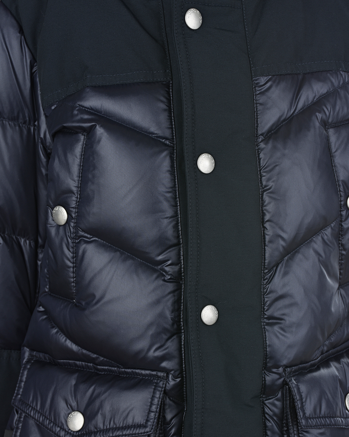 Темно-синяя куртка-пуховик с меховой отделкой Woolrich, размер 104, цвет синий - фото 4