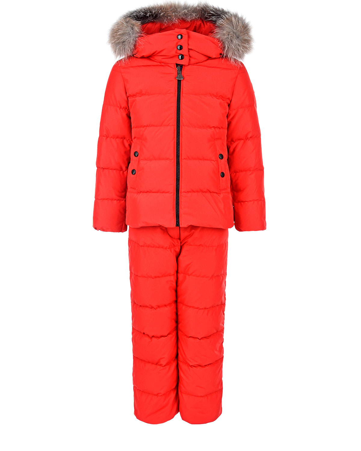 Красный пуховый комплект из куртки и комбинезона Moncler детский, размер 104