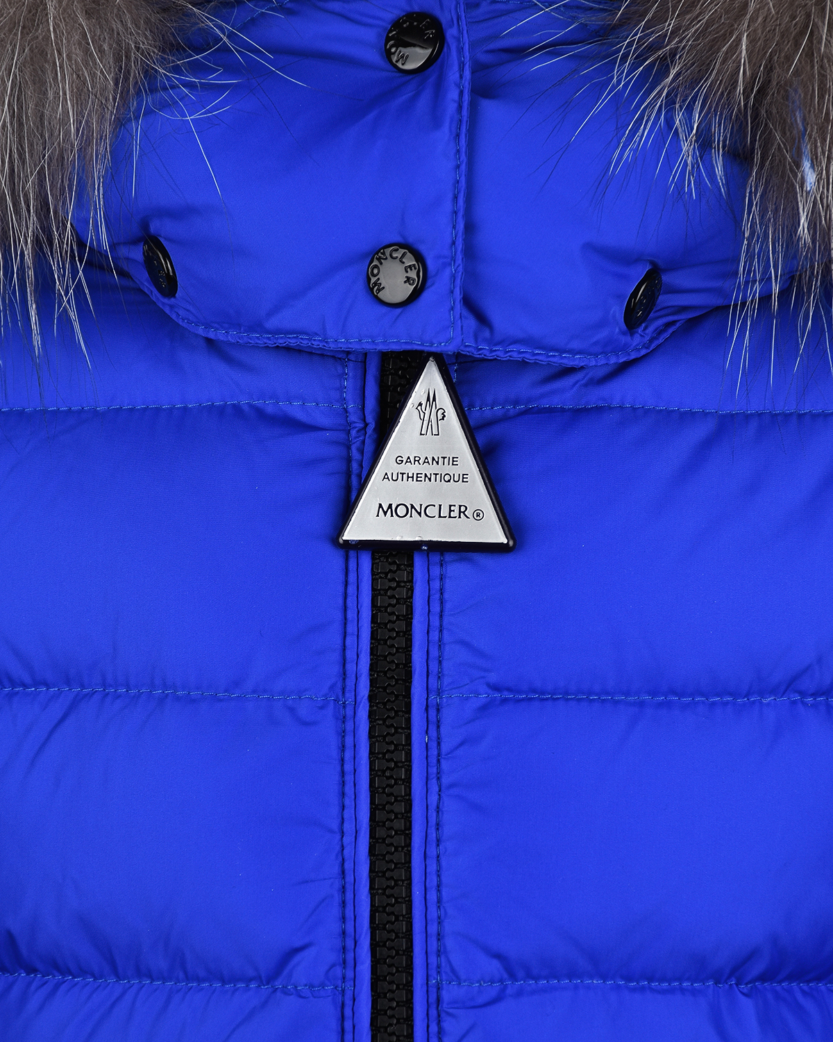 Пальто приталенного кроя с меховой опушкой Moncler детское, размер 104, цвет синий - фото 4