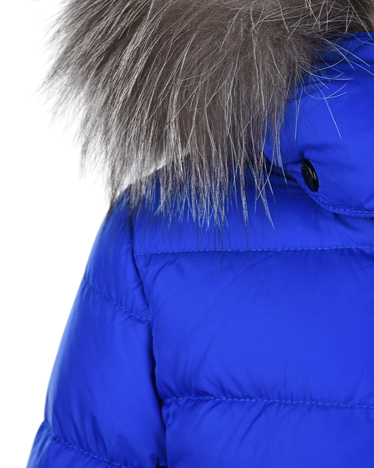 Пальто приталенного кроя с меховой опушкой Moncler детское, размер 104, цвет синий - фото 6