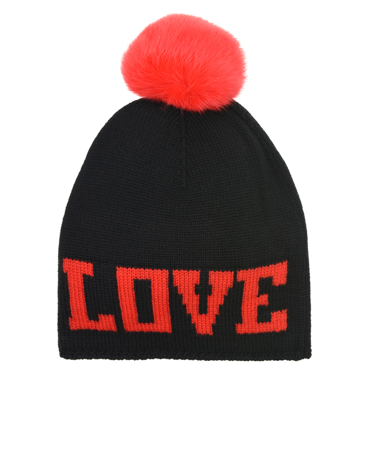 Черная шапка с помпоном из меха кролика Dolce&Gabbana детская