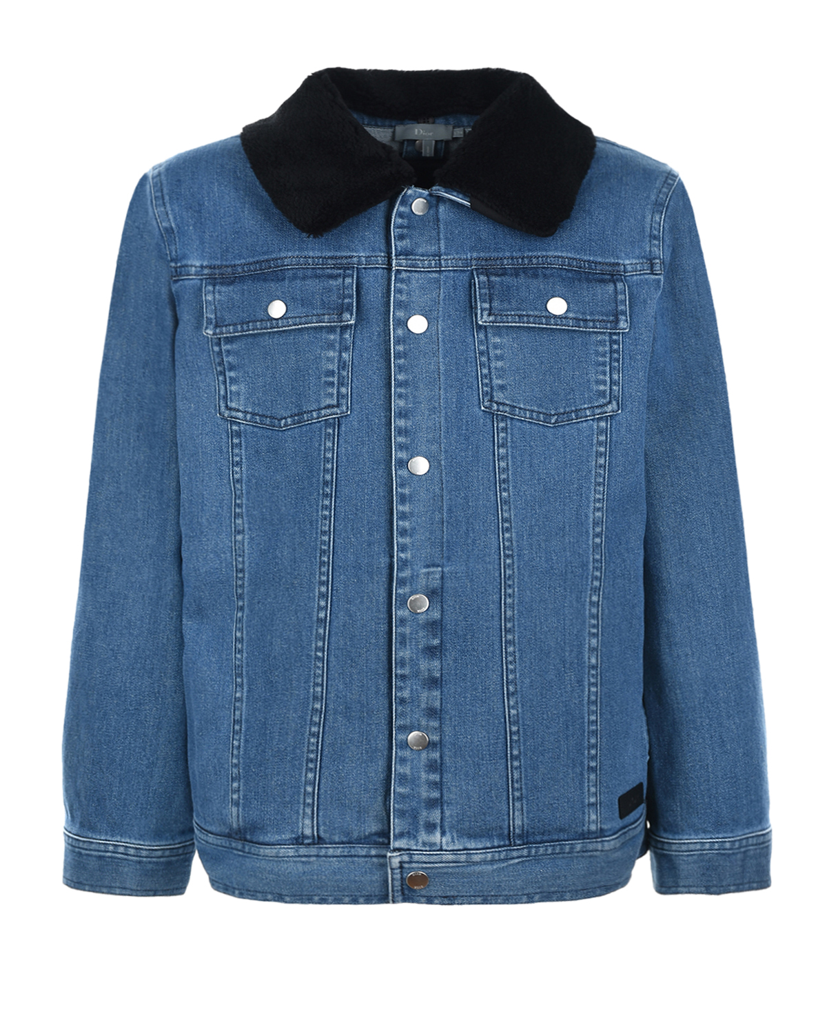 Джинсовая куртка с меховым воротником и подкладкой Dior детская, размер 158, цвет синий