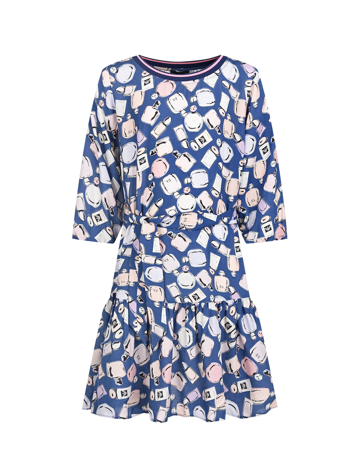 

Синее платье из вискозы с принтом Emporio Armani детское, Синий, Синее платье из вискозы с принтом Emporio Armani детское