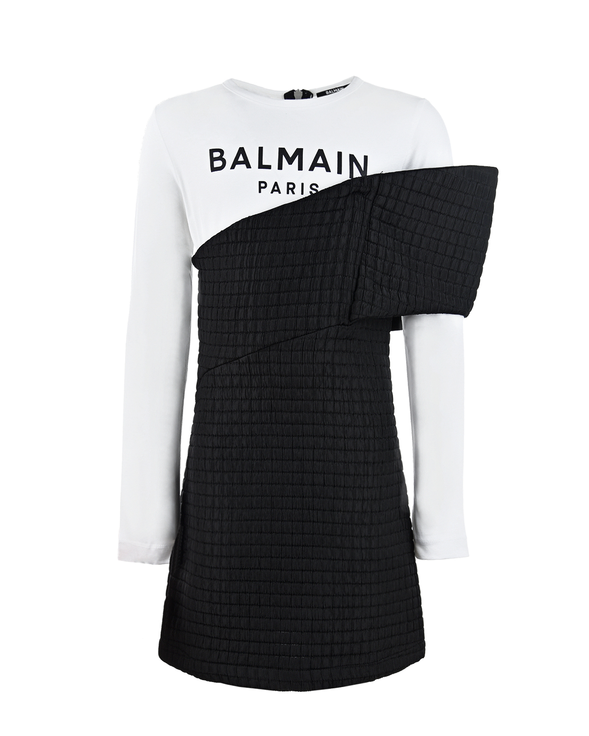 Черно-белое комбинированное платье Balmain детское, размер 152, цвет мультиколор - фото 1