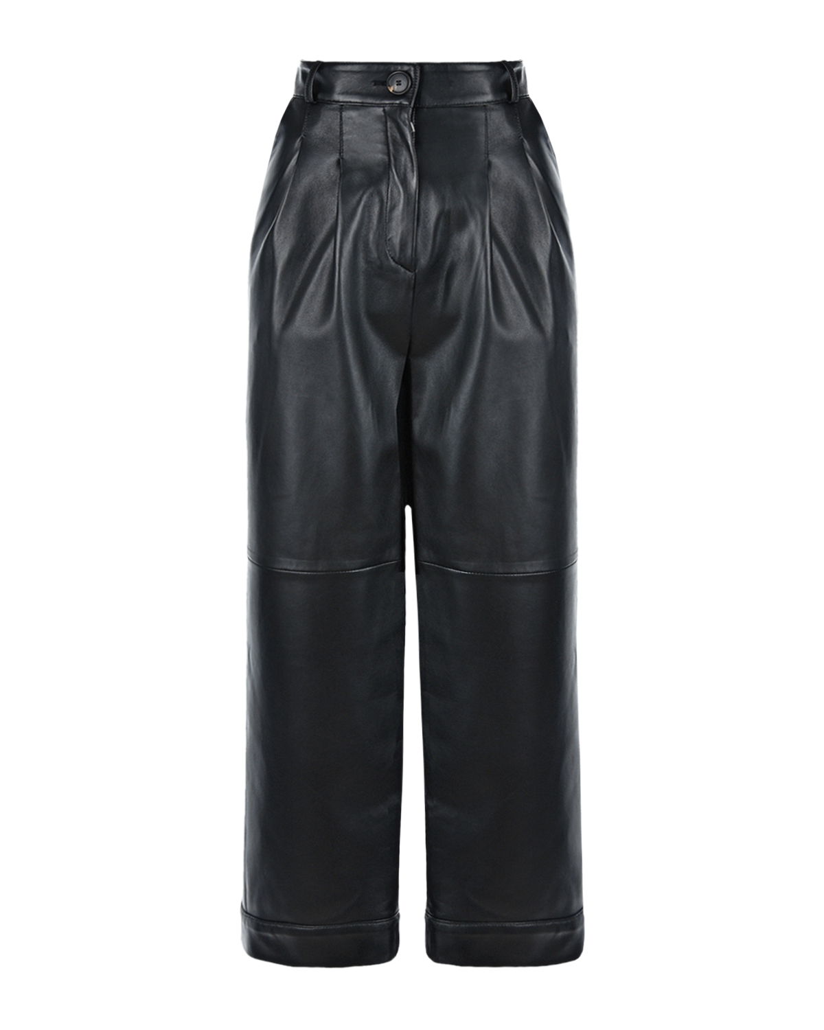 Черные укороченные брюки из кожи Blancha, размер 44, цвет нет цвета - фото 1