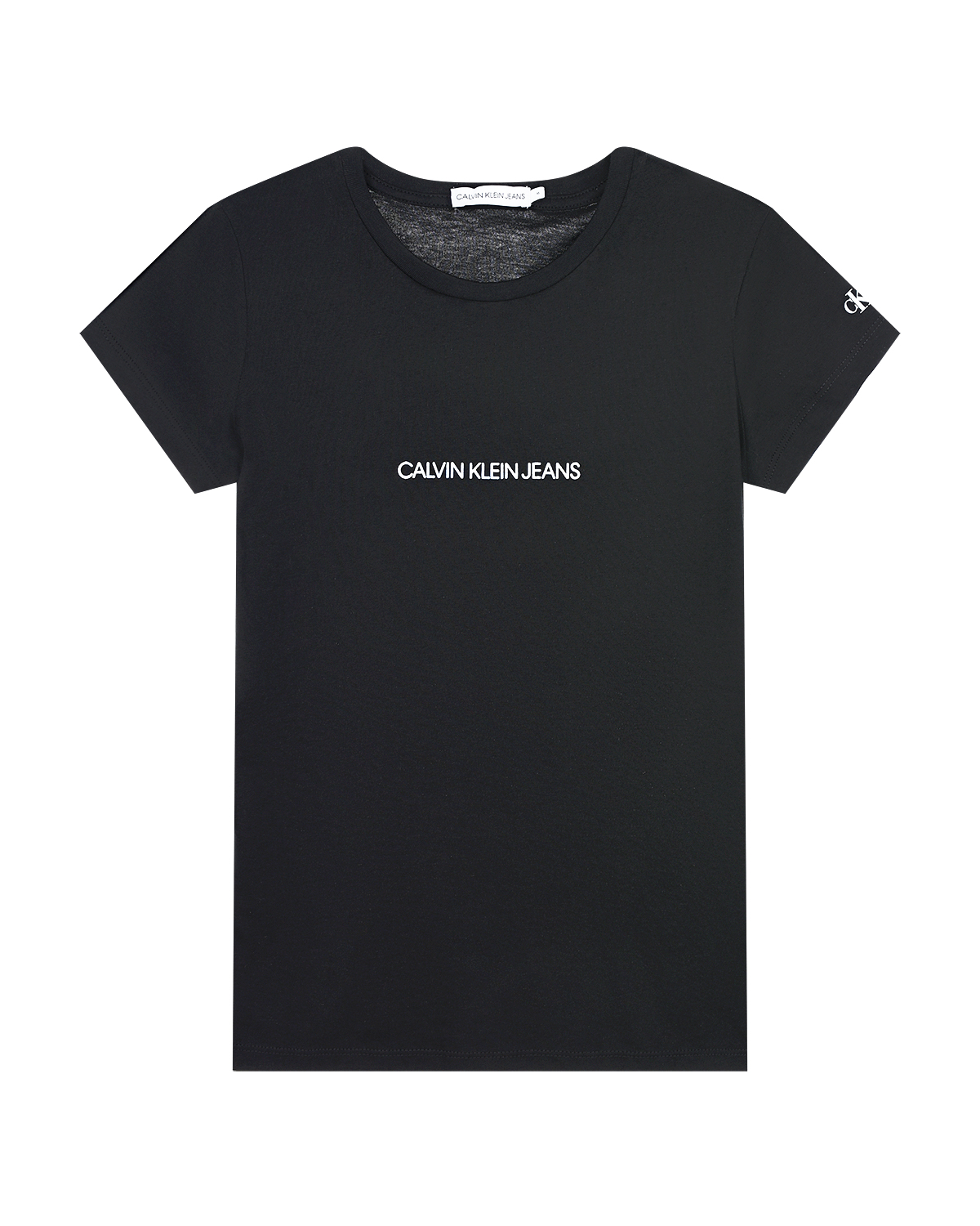 Черная футболка с белым логотипом Calvin Klein детская, размер 152, цвет черный - фото 1