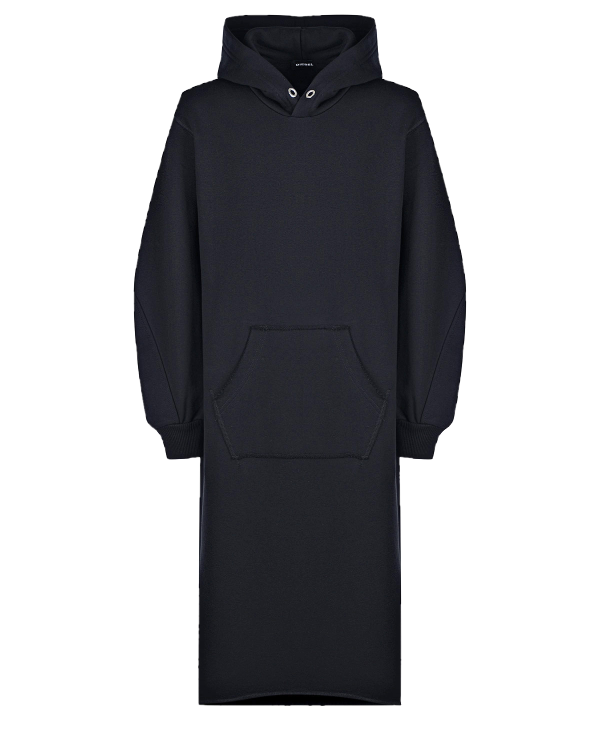 Длинное платье-толстовка с карманом-кенгуру Diesel детское, размер 140, цвет черный - фото 1