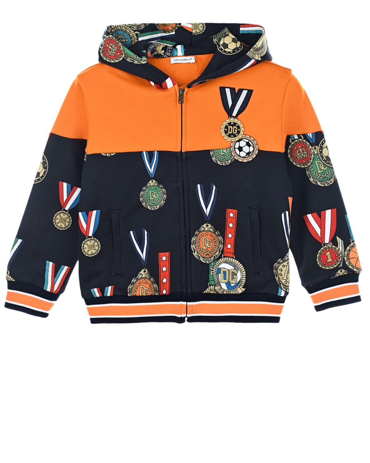Спортивная куртка с принтом "медали" Dolce&Gabbana детская, размер 98, цвет мультиколор - фото 1