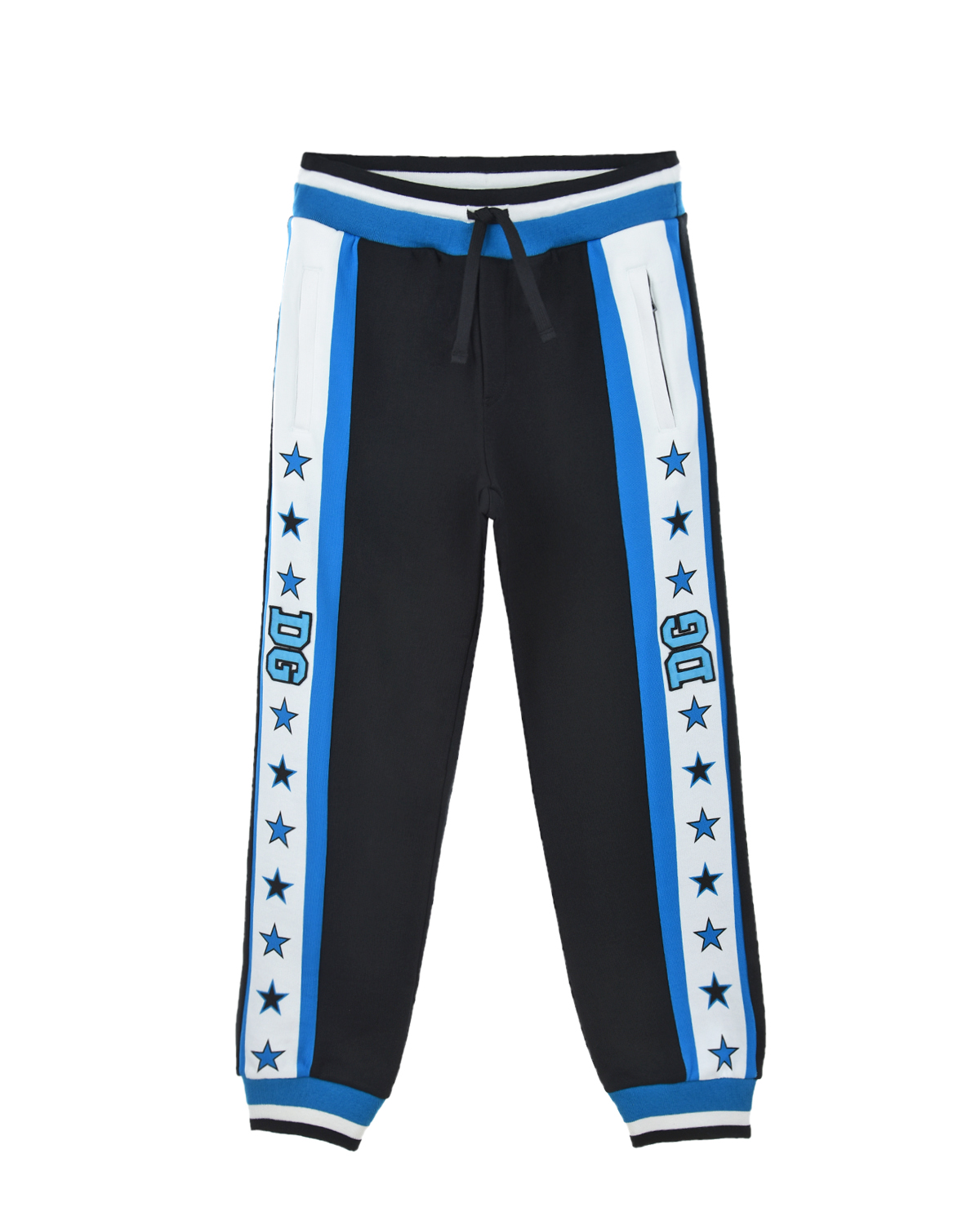 Спортивные брюки со зведочками на лампасах Dolce&Gabbana детские, размер 116, цвет синий - фото 1
