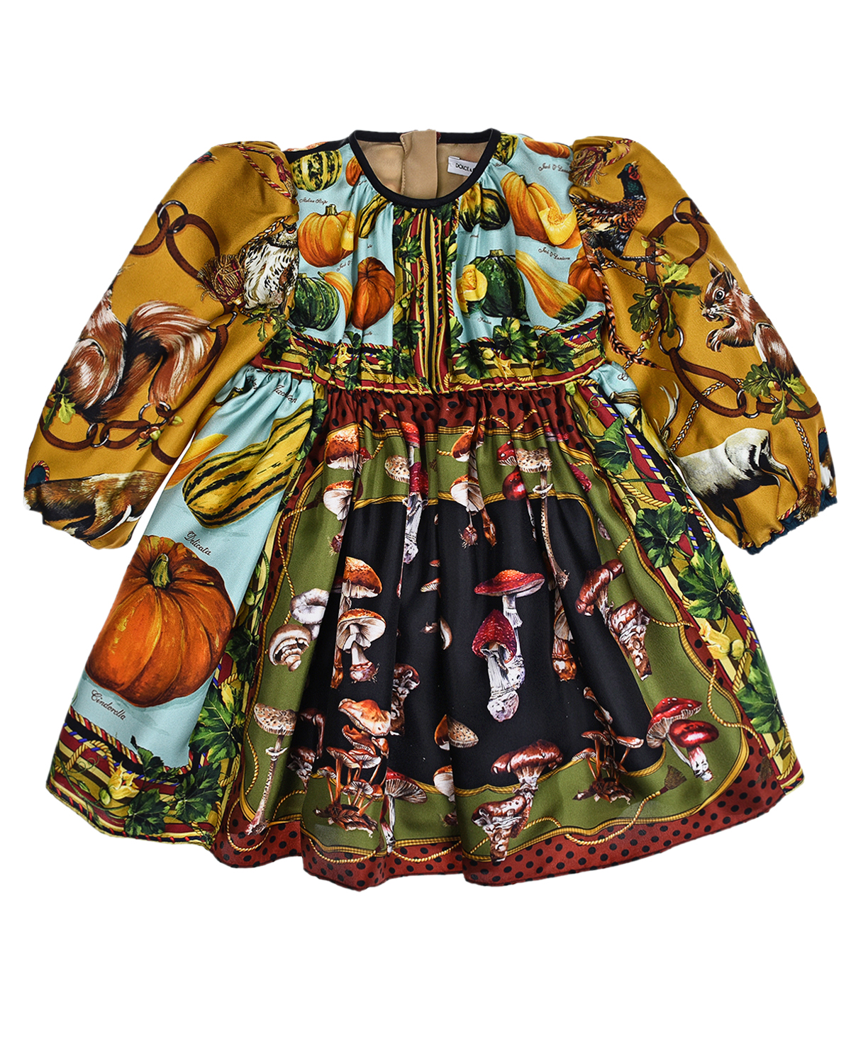 Поплиновое платье с принтом "грибы" Dolce&Gabbana детское, размер 80, цвет мультиколор - фото 1