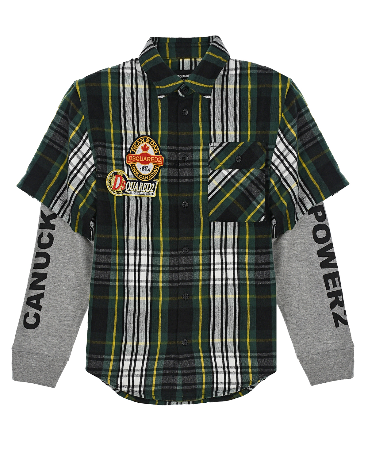 

Рубашка с имитацией свитшота Dsquared2 детская, Зеленый, Рубашка с имитацией свитшота Dsquared2 детская