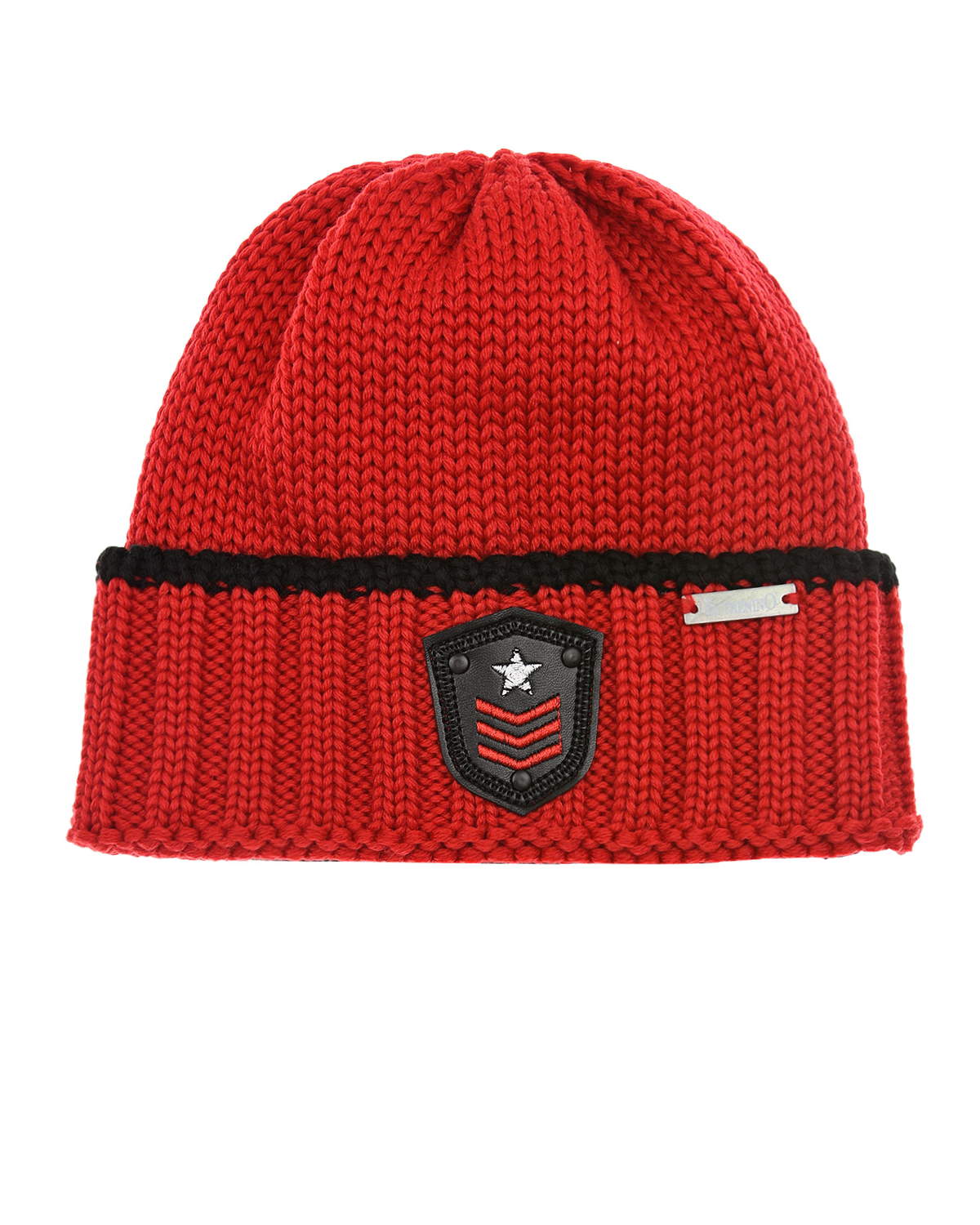 Купить Красная шапка из шерсти с нашивкой Il Trenino детская, Красный, 100%шерсть, 100%полиэстер