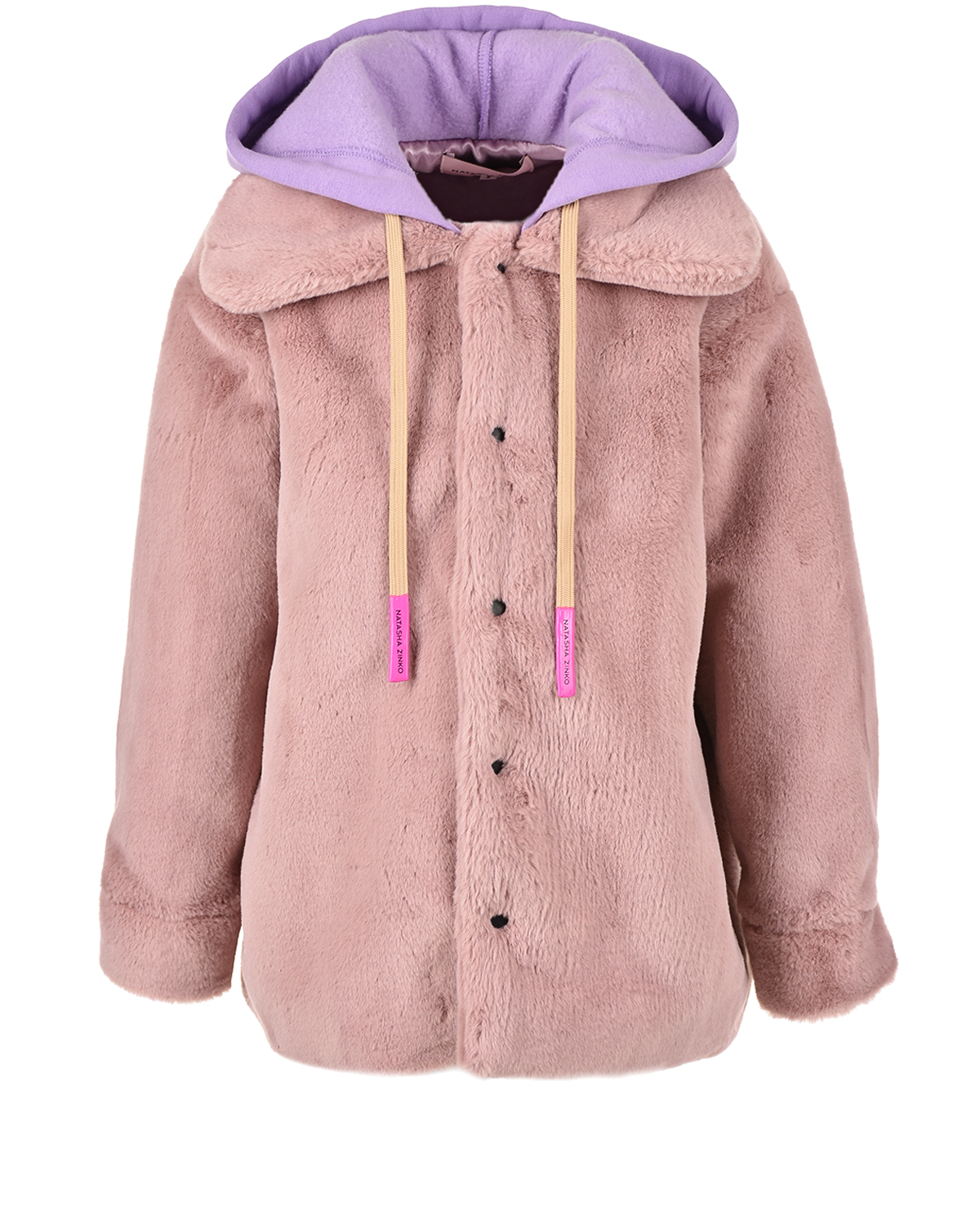 Купить Розовая куртка из эко-меха Natasha Zinko детская, Розовый, 100%полиэстер, 60%хлопок+40%полиэстер