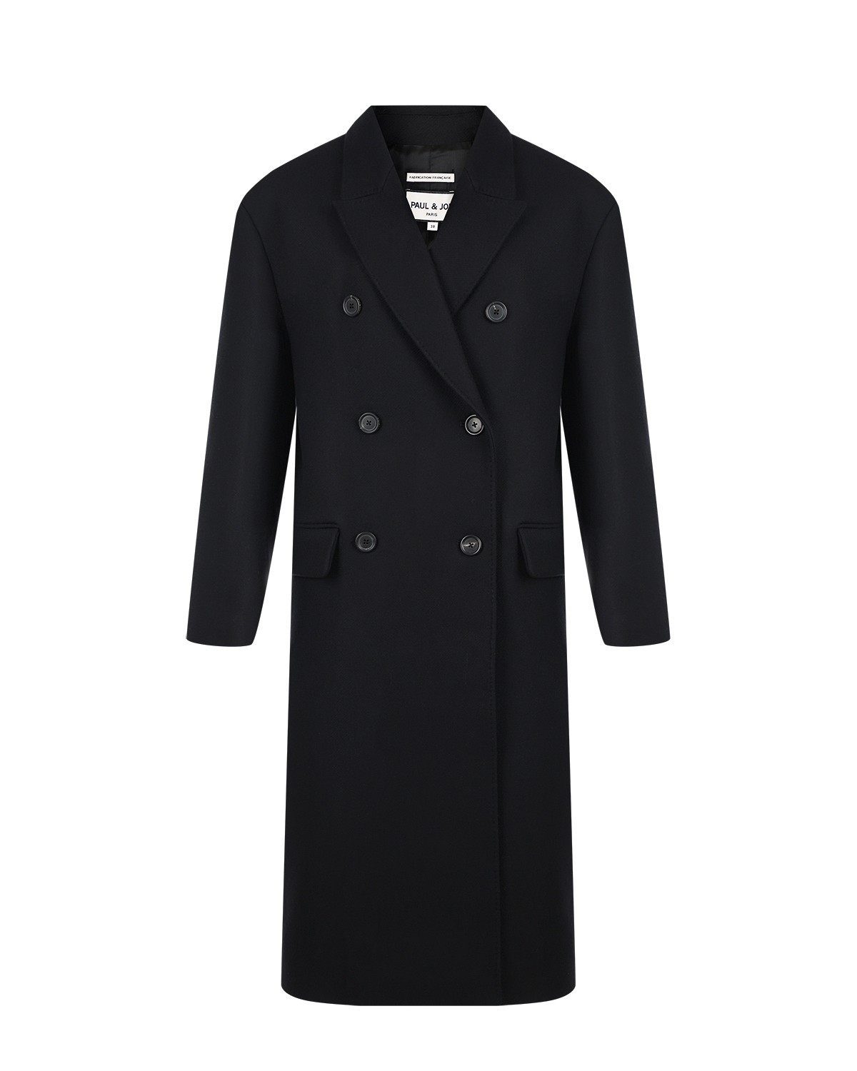 Черное пальто oversize Paul&Joe, размер 42, цвет черный