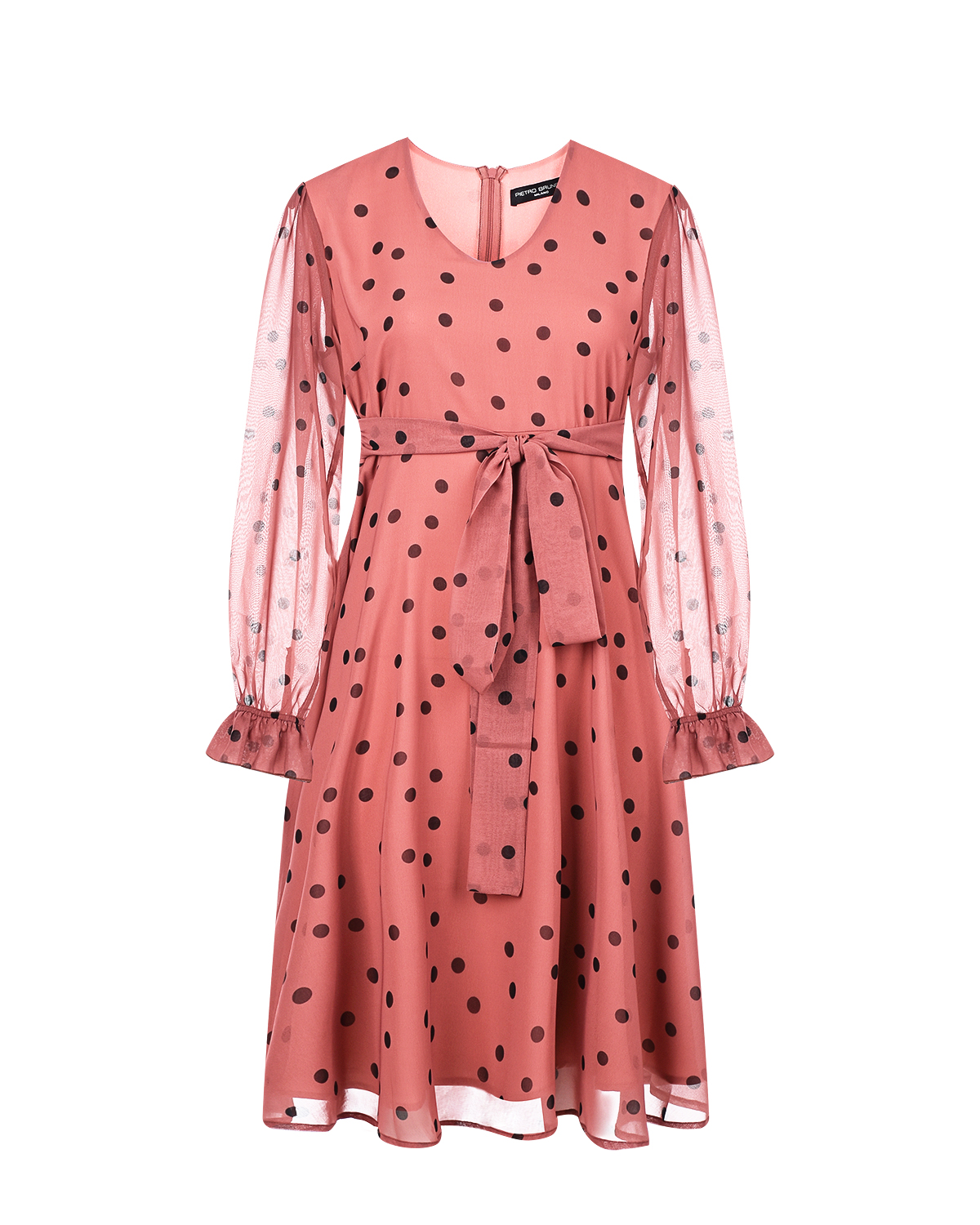 Розовое платье в горошек Pietro Brunelli, размер 38, цвет коричневый - фото 1