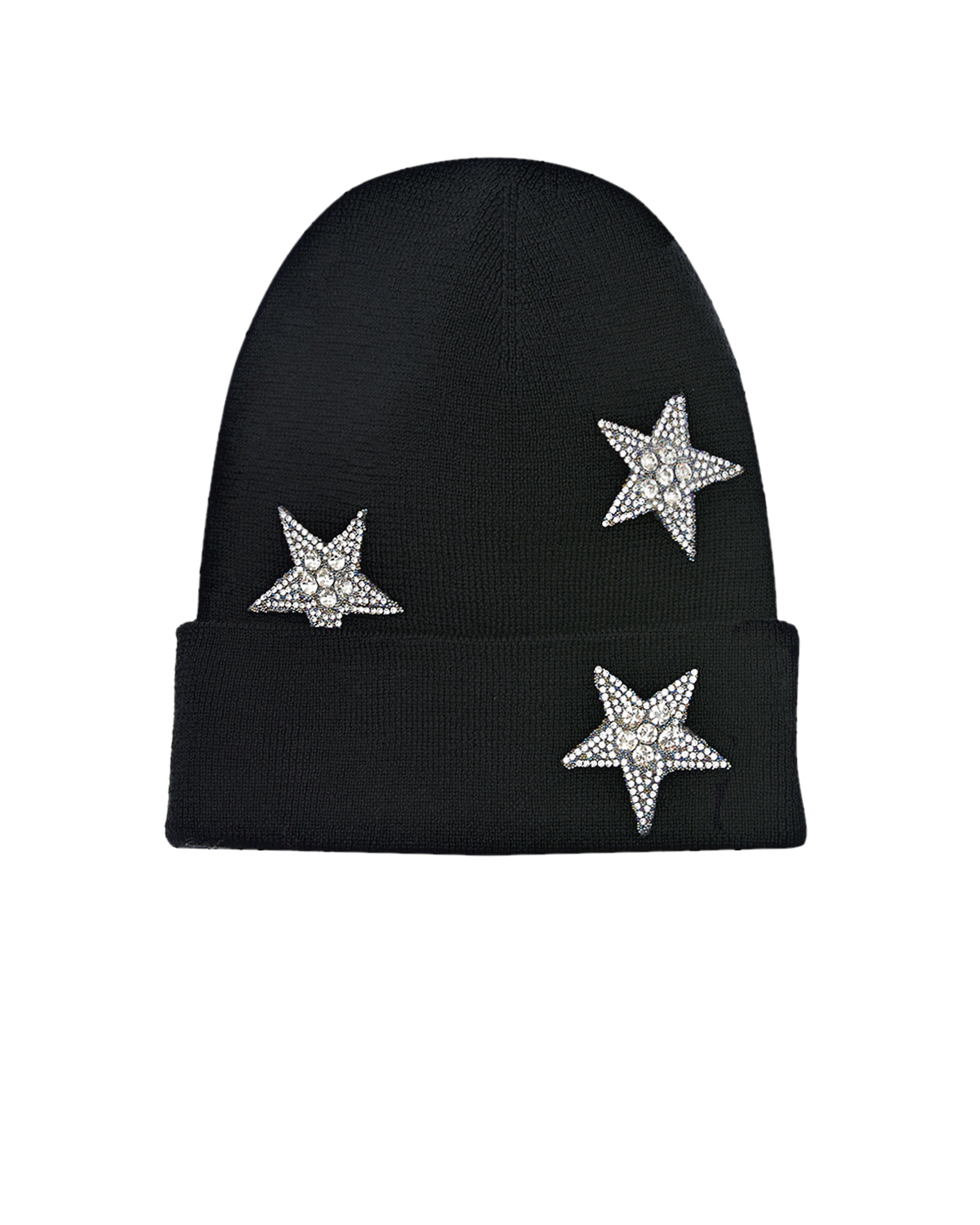 Черная шапка со звездами из страз Regina детская, размер 55, цвет черный - фото 1