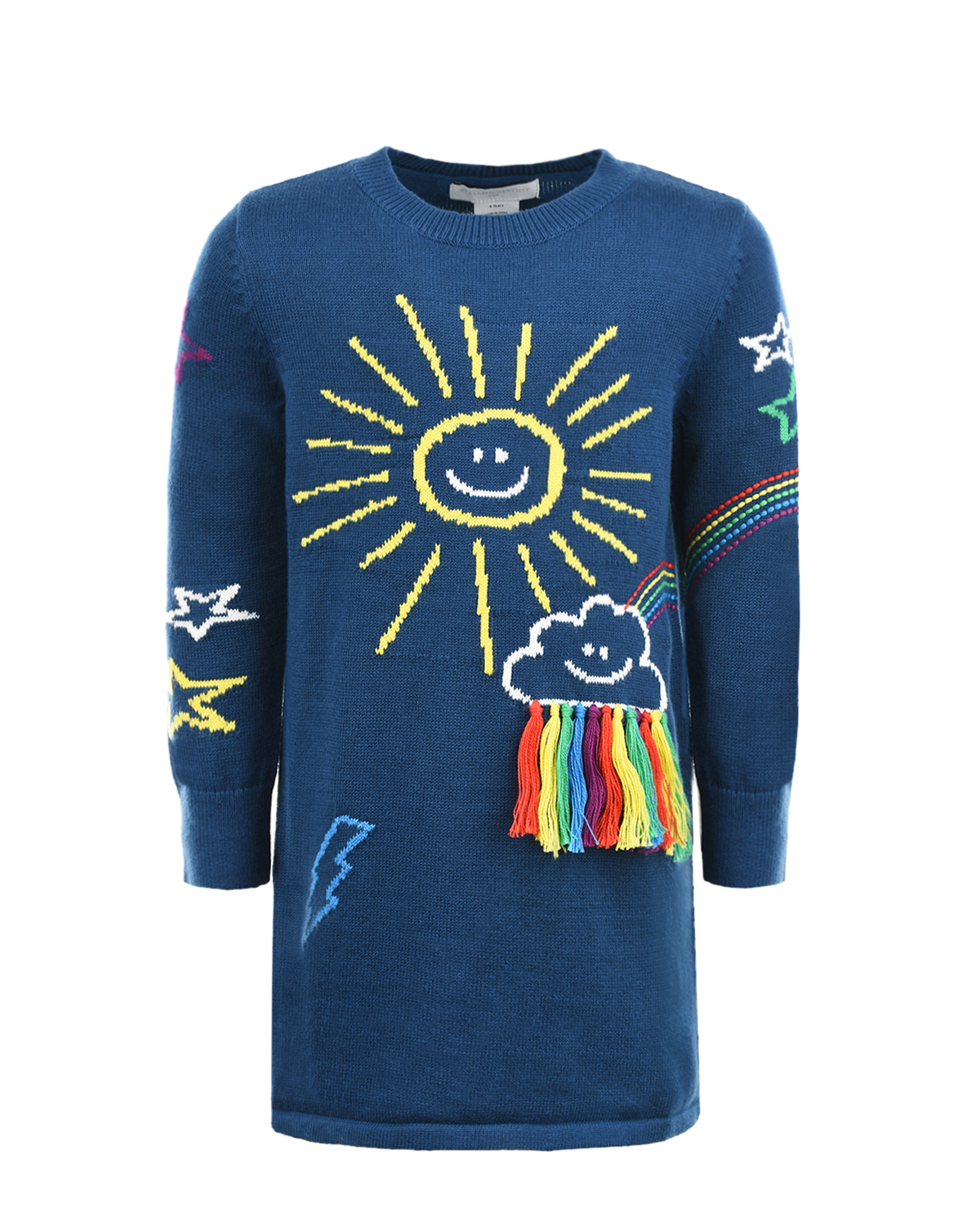 Трикотажное платье с узором "солнышко" Stella McCartney детское, размер 104, цвет синий - фото 1